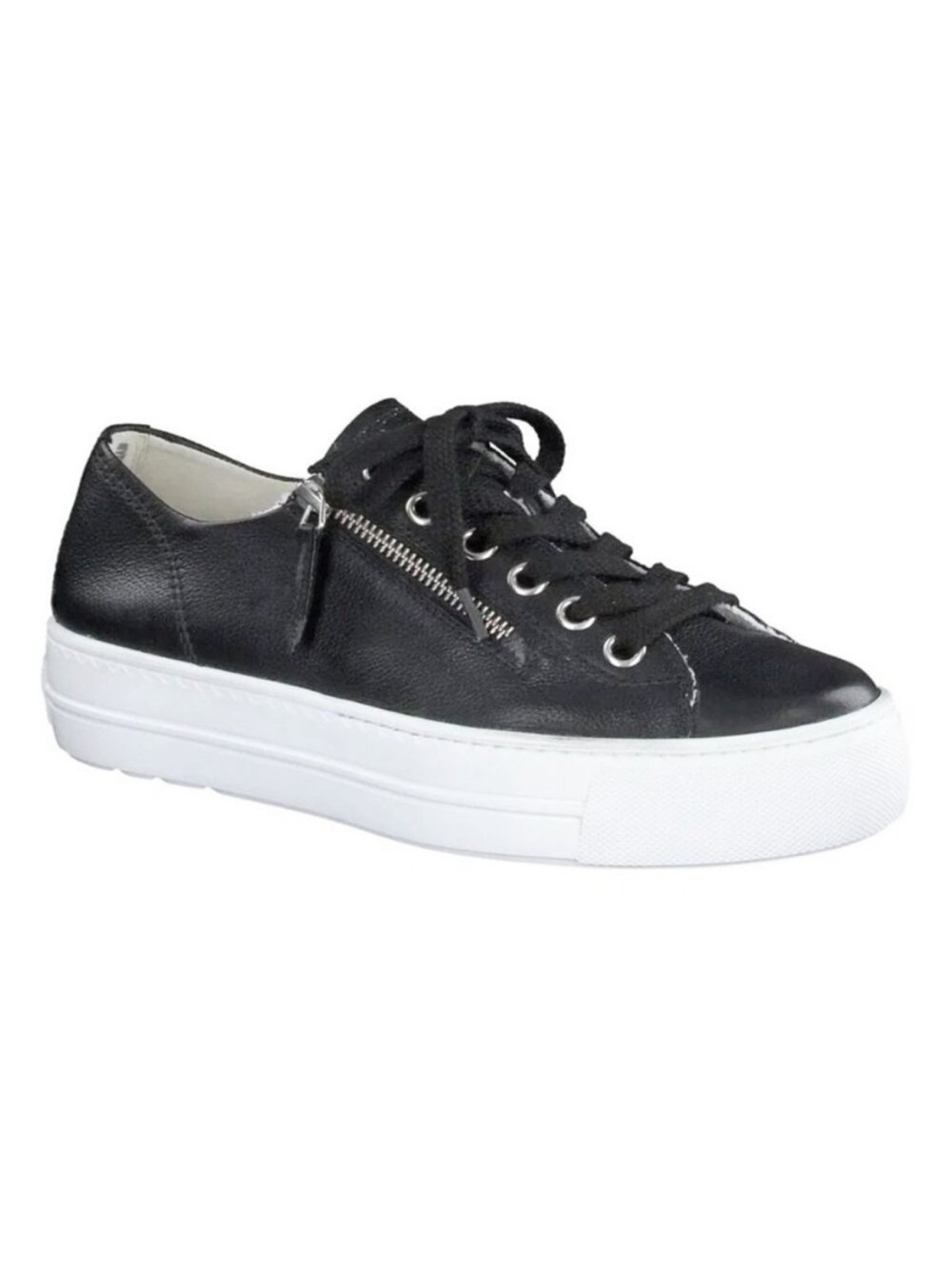 PAUL GREEN SKYLAR BLACK PLATFORM SNEAKER LEATHER SHOES Size 6 UK/8.5 US